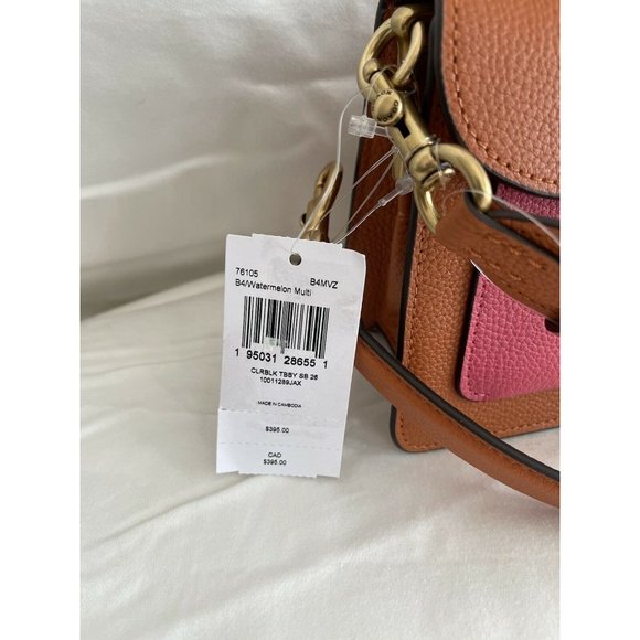 NWT Coach Tabby Fold Colorblock Shoulder Bag - watermelon multi / brass $395 - Picture 6 of 10